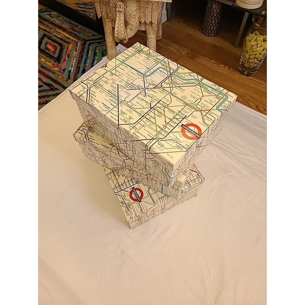 London Underground Tube Map Set of 3 Nesting Boxes 10x13 11x14 1/2 -11x14